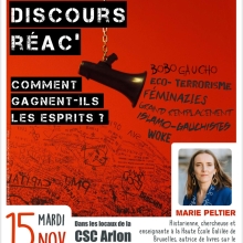 Marie Peltier Conférence Arlon discours réactionnaires